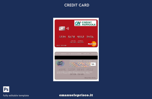 modello mastercard France Credit Agricole Bank in stile verificato